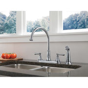 Delta Faucet 2497LF-PN Two Handle Kitchen Faucet with Spray, Polished Nickel