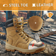 Herman Survivors Mens Grizzly 8in Steel Toe Work Boots, Beige, Wide Width, Lace-Up, Rubber Outsole, MNHS49DP001