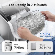 SIMZLIFE IM-15S Nugget Ice Maker Countertop - Portable w/ Self-Cleaning Function, 35lbs - Silver
