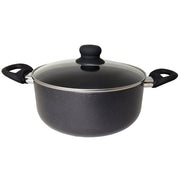 Imusa USA IMU-91635 4.8-Quart Stock Pot with Glass Lid and Black Stouch Handle, Charcoal