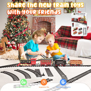 Freecat Classic Christmas Electric Train Set with Realistic Sounds, Working Headlights, Water Vapor Smoke Effects, Durable ABS Plastic, Tracks Included, for Kids Ages 3-12