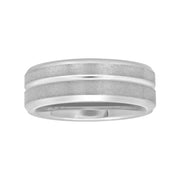 Brilliance Fine Jewelry Men's Tungsten 8MM Grooved Comfort, Silver, 12