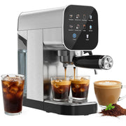 Patbrela Espresso Machine with Cold Brew, 20 Bar Coffee Maker, Steam Milk Frother, LED Touchscreen, Silver, CM0021