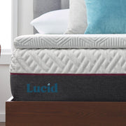 Lucid WMLU20FF30CGT Gel Memory Foam Mattress Topper with Cover, Twin, White