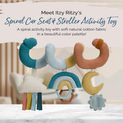 Itzy Ritzy Bitzy Spiral Car Seat and Stroller Activity Toy with Clinking Rings, Mirror, Textured Ribbons, Rainbow