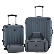 Travelers Club WM-21604-017 4-Piece Hard Side Luggage Set, Expandable Upright, Spinner Wheels, Dark Slate Gray