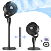 DREO TurboPoly Pedestal Fan, 2-in-1 Table and Floor Fan, Ultra-Quiet 20dB, 95ft Air Reach, 29.2ft/s Airflow, 80 Oscillation, 105 Tilt, 3 Modes, 8 Speeds, Remote Control, 8-Hour Timer, Aroma Feature