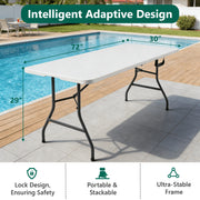 HaiCube 6FT Folding Table, Heavy-Duty Waterproof HDPE Tabletop, Steel Frame, Foldable Portable Table for Indoor and Outdoor Use, White