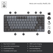 Logitech 920-010552 MX Mechanical Mini Wireless Illuminated Keyboard, Black