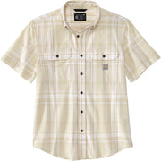 Carhartt Men's Loose Fit Midweight Short-Sleeve Plaid Shirt, Chalk, Medium, 106746