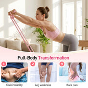 Unbranded 8-Tube Pedal Resistance Band with Handle, 3-in-1 Multi-Function Exercise Band for Foot Pedal Pull, Back Stretch, Chest Expansion, Pink