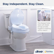Drive Medical PreserveTech Raised Toilet Seat with Bidet, 4 Inch Elevated Height, Adjustable Warm and Ambient Water, Fits Standard and Elongated Toilets, White, RTL12C006-WH