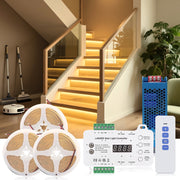 Lanxee Intelligent Motion Sensor Stair Light System, 20-Step Cold White 6000K, Smart PIR Indoor Staircase Lighting Kit with COB LED Strip
