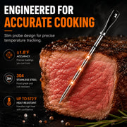 AYMDKI Wireless Meat Thermometer with Dual Probes, 6 Sensors, 0.5S Instant Read, LCD Display, IP67 Waterproof, 400FT Bluetooth Range