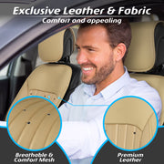 Paffenery Cooling and Heated Car Seat Cover, Front Seat, 12V-24V Ventilated Cushion with 8 Turbo Fans, Adjustable Temperature, Vibration Massage, Universal Fit, Beige