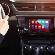 Jensen Double DIN Car Stereo, 7-Inch Touchscreen, Certified Apple CarPlay and Android Auto, Bluetooth, Backup Camera Included, USB Charging, Black
