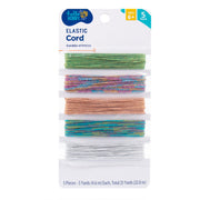 Hello Hobby Elastic Rubber Cord 5-Pack, Multicolor Sparkling Stretchy Nickel-Free, 25 ft Each, Organized on Card Holder