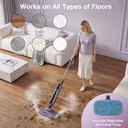 Maircle EM-519B All-in-1 Steam Mop Cleaner, 17oz Large Water Tank, Detachable Steam Cleaner for Hardwood Tile Grout, Furniture, Purple
