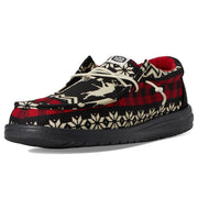 Hey Dude Wally Holiday Cheers Men's Slip-On Loafers, Lightweight Textile Upper, Elastic Laces, Black/Multi, 9M, 41862-0C4