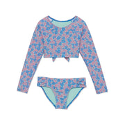 Raisins Mailee Cloud Gazing Kids 2-Piece Long-Sleeve Swimsuit Set, Multi-Color, Nostalgia Self-Tie Back