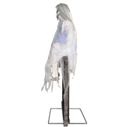 Haunted Hill Farm HHSTMBGRL-1FLSA Motion-Activated 4-ft Sitting Tombstone Girl by Tekky, Premium Talking Halloween Animatronic