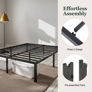 Amolife Heavy Duty Queen Size Metal Platform Bed Frame, 14-Inch High Profile, Black, With Ample Under-Bed Storage