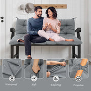 HONEY HOME Porch Swing Cushion, Waterproof, Fade Resistant, Gray, 60x40 in, 4in Thick High-Density Sponge