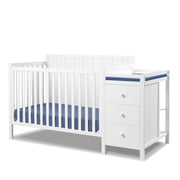 Sorelle Essex 4-in-1 Convertible Crib & Changer, White, Wooden Baby Bed with Storage Drawers and Padded Changer, Toddler and Full-Size Bed Conversion, 2050-WH