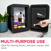 Frigidaire Mini Personal Fridge Cooler with LED Lighted Mirror, 6.5L Capacity, 9 Can, Black, EFMIS170