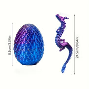 FlexiLiving 4 Pairs 3D Printed Flexible Jointed Dragon Figures with Colorful Eggs Collectible Decor Set