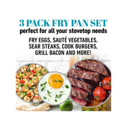 Gotham Steel 3-Pc. Nonstick With Stay Cool Handles 3-Pc. Aluminum Dishwasher Safe Non-Stick Frying Pan - BLUE ONE SIZE