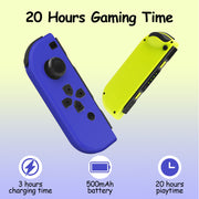 GRM Switch Controller for Nintendo Switch and Switch OLED, Dual Vibration, 6-Axis Gyro Sensor, Blue and Yellow Green
