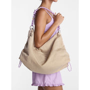 No Boundaries Women's Large Nylon Tote Shoulder Bag with Paracord and Adjustable Crossbody Straps, Tan