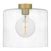 Quoizel Abner 12 Inch Mini Pendant Light Aged Brass Clear Hammered Glass Shade Adjustable Chain