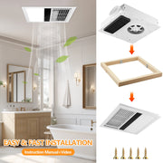 Flyingfox TFS03 Bathroom Exhaust Fan Heater Combo, 2300 Watt Heater, 150 CFM Ventilation, LED Light, Quiet 1.5 Sones, White