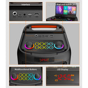 Gesnada Karaoke Machine K68, Portable PA System with Dual 4-Inch Woofers, 2 Wireless Microphones, Bluetooth 5.4, RGB Disco Lights, 180W Peak Power, Black