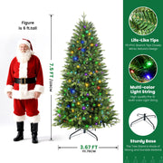 Alupssuc 7.5-ft Upgraded Prelit Artificial Hinged Christmas Tree with 430 Color Changing RGB Lights, Remote Control