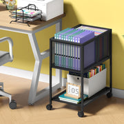 Cosrack Heavy-Duty Metal Rolling File Cart with Storage Shelf, Mobile File Cabinet for Letter Size Hanging Folders
