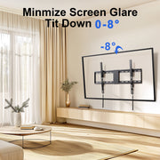 Perlesmith Fixed Tilting TV Wall Mount for 32-82 Inch TVs, VESA up to 600x400mm, Holds up to 132 lb, Black Steel, Low Profile, PSLTK1