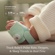 Owlet Dream Duo Gen 3 Smart Baby Monitor, Medical-Grade Health Tracking Sock, 2K HD Video Camera, Night Vision, Two-Way Audio, Mint