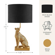 Home Decor Collection Black Leopard Brass Table Lamp with Black Polyester Shade, 18.7 in, WK641854