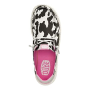 Hey Dude Wendy Cowgirl Sparkle Women's Casual Loafers, Lightweight Canvas with Elastic Laces, Removable Memory Foam Insole, Black/White, Size 7 M, 42718-066-W7