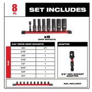 Milwaukee 49-66-7024 Shockwave Impact Duty 3/8 in. SAE Deep Impact Rated Socket Set (8-Piece)