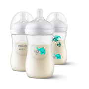 Philips Avent SCY903/69 Natural Baby Bottle with Natural Response Nipple, with Teal Elephant Design, 9oz, 3pk