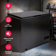 Frigidaire EFRF5013 Chest Freezer, 5.0 Cu. Ft. Capacity, Manual Defrost, External Adjustable Thermostat, Black Granite Finish, Removable Wire Basket