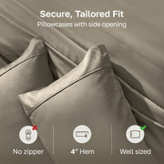 California Design Den Pillowcase Set, 400 Thread Count Cotton Sateen, Soft Breathable, Standard and Queen Size, Taupe, Pack of 2