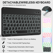 Kenke Keyboard Case for iPad Air 11-Inch M3 M2 and 5th 4th Generation, Wireless Detachable Backlit Keyboard with Pencil Holder, Black