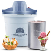 Elite Gourmet Electric Ice Cream Maker, 4Qt Capacity, 50W Motor, Aluminum Freezing Canister, Periwinkle, EIM350