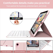 Kenke iPad Keyboard Case with Detachable Bluetooth Keyboard, Pencil Holder, Flip Stand, Pink