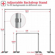 Emart Drape Backdrop Stand Kit, Heavy Duty Adjustable Metal Frame, 10ft x 10ft, Silver